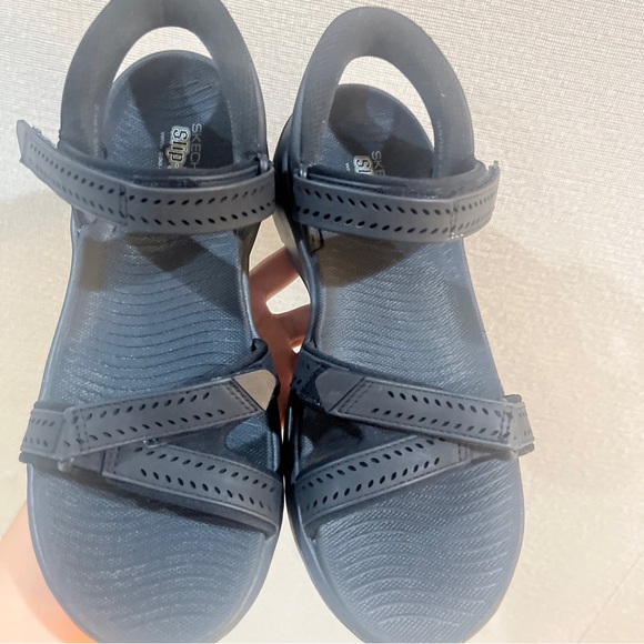 Skechers Slip-ins Washable Knit Ultra Flex 3.0 Sandals-Black-9W - Picture 2 of 6